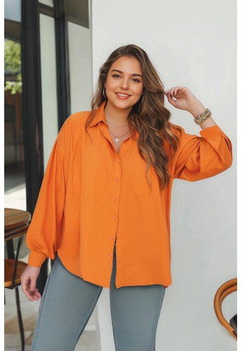 Trendyol orange Plus Size Basic Shirt 1F4F5AAD0932EBGS_1