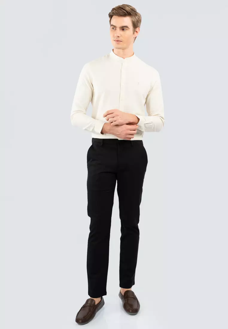 Polo Haus - Men’s Cotton Mix Signature Fit Mandarin Collar Long Sleeve MBLSE002