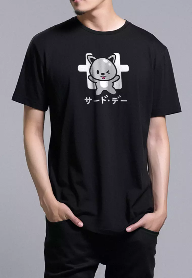 MTF83 happyjump logo hitam kaos pria