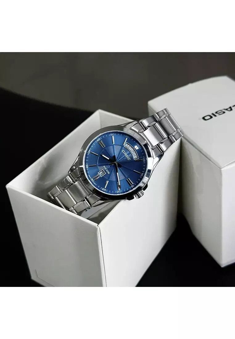 MTP-1381D-2A Men Analog Watch with Silver Stainless Steel Band