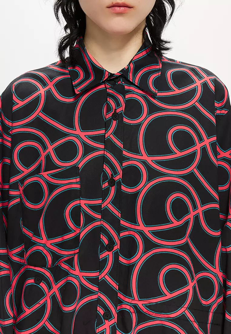 H型寬鬆日常休閒長袖連衣裙