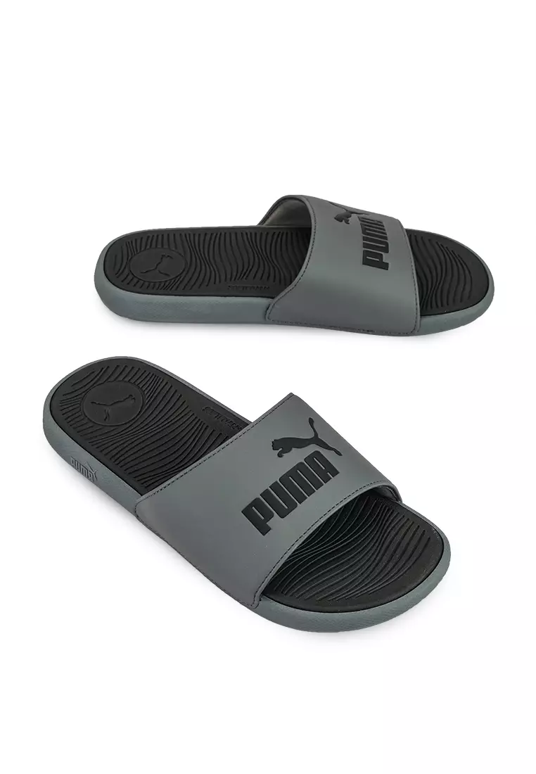 Grey cheap puma slides