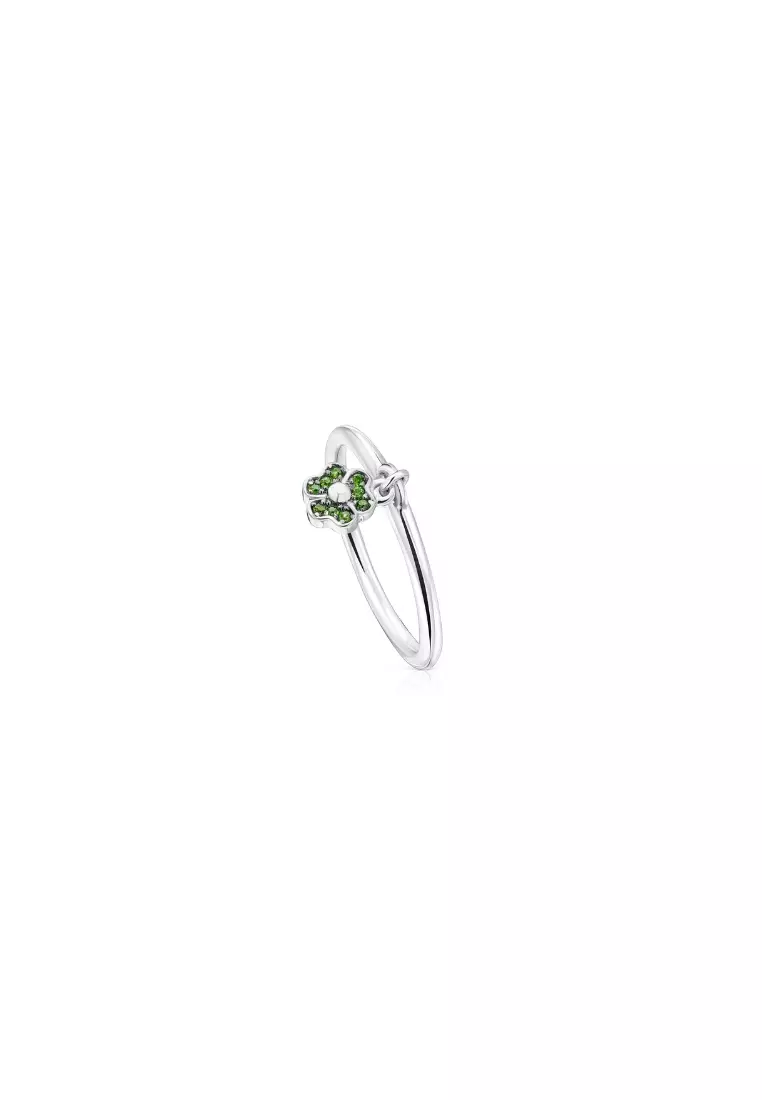 TOUS New Motif Silver Ring with Chrome Diopside Flower