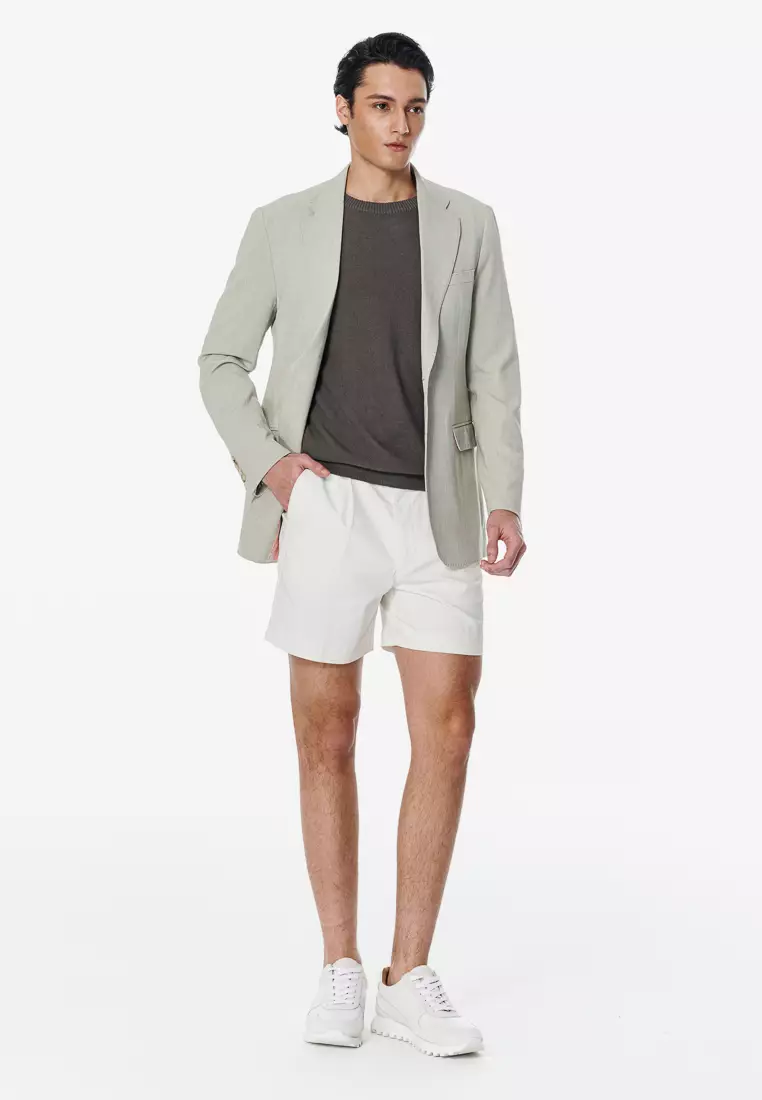 Dark Gray Cotton-Linen Blend Textured Crew Neck Knit