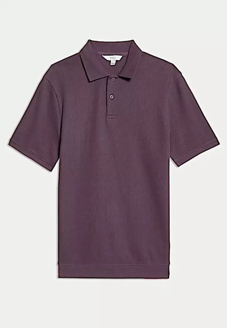 Pure Cotton Textured Polo Shirt