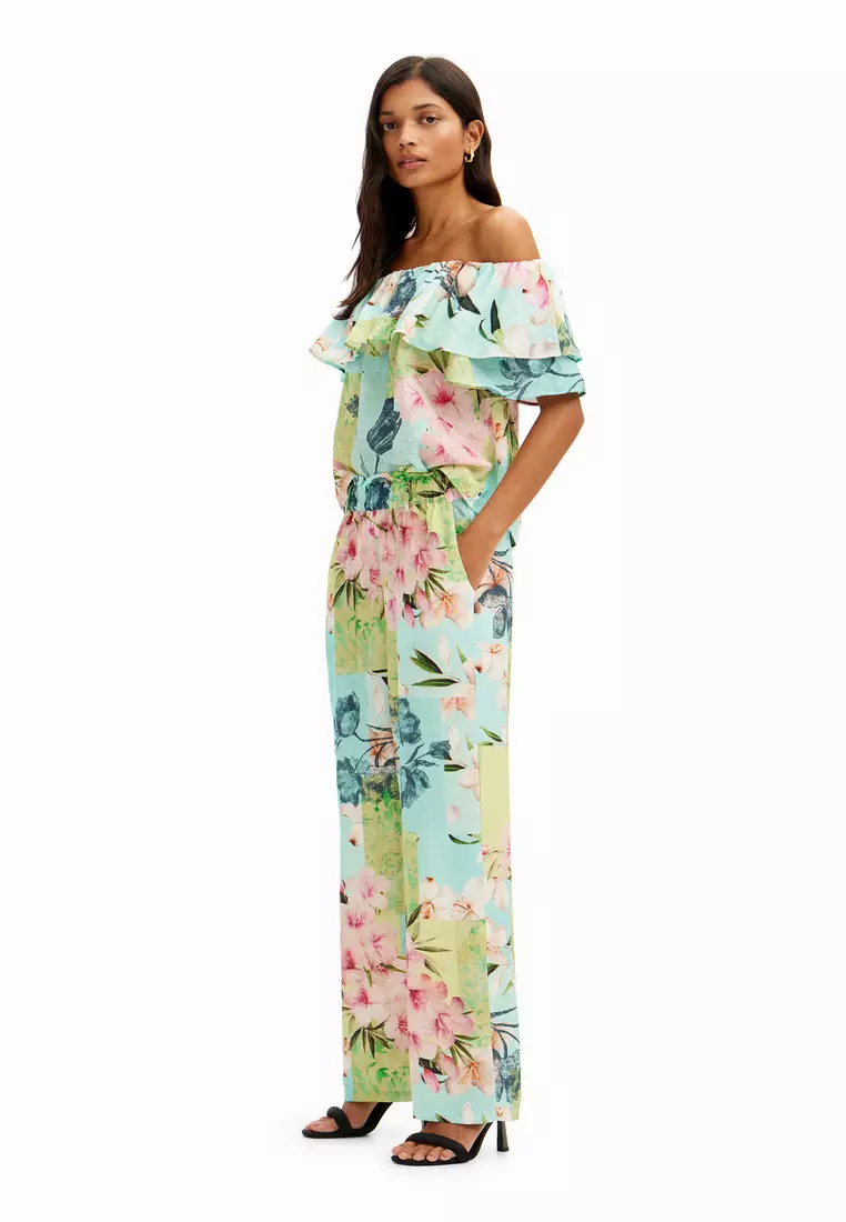 Desigual Woman Long flower patchwork trousers.
