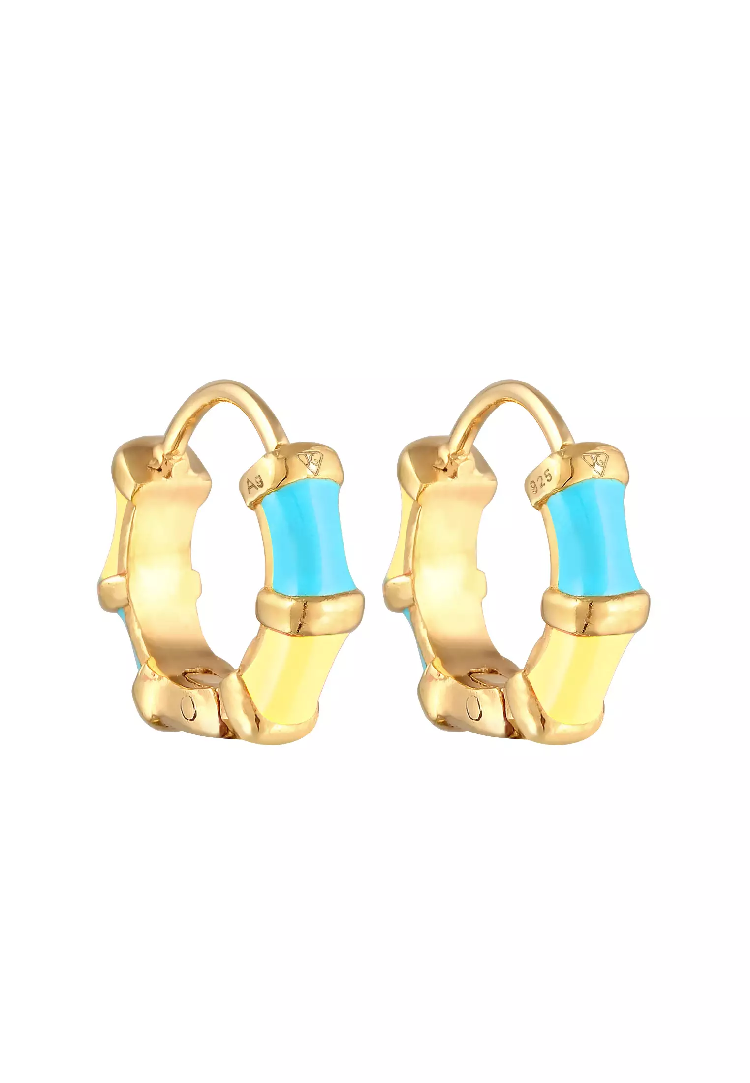 Earrings Creoles Colourful Trend Enamel Gold Plated