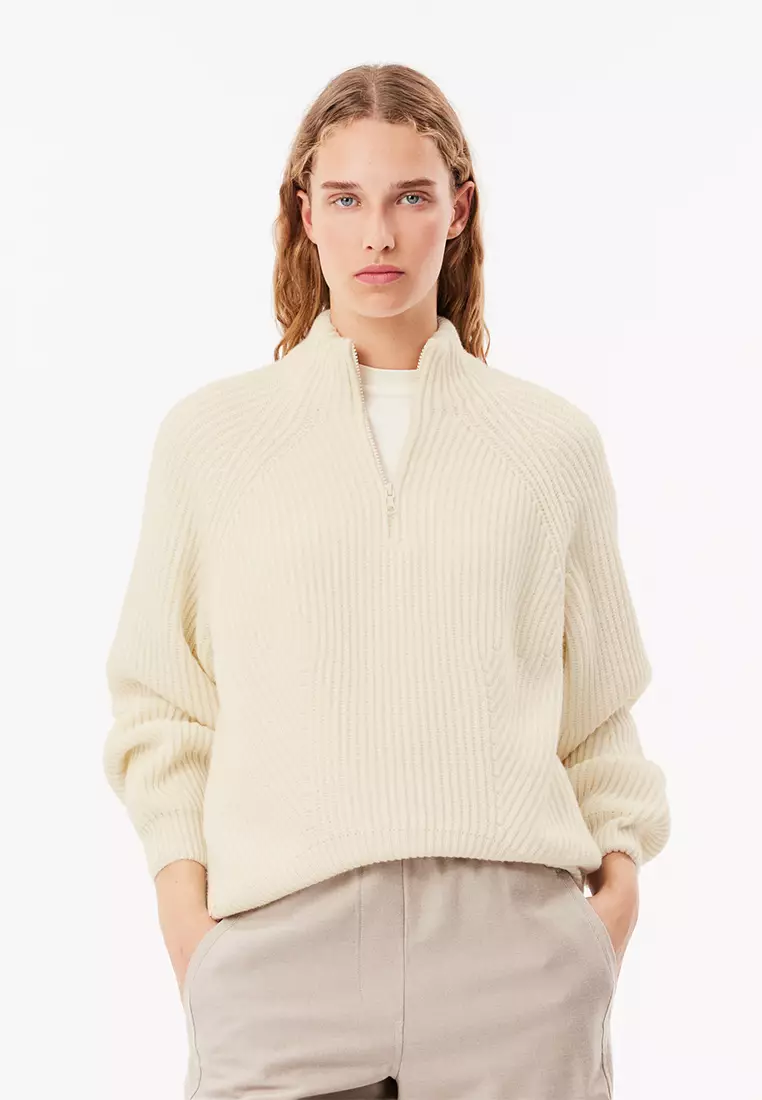 Lacoste Jumper Lacoste Strick Buy Lacoste Zipped Wool Shaker Rib