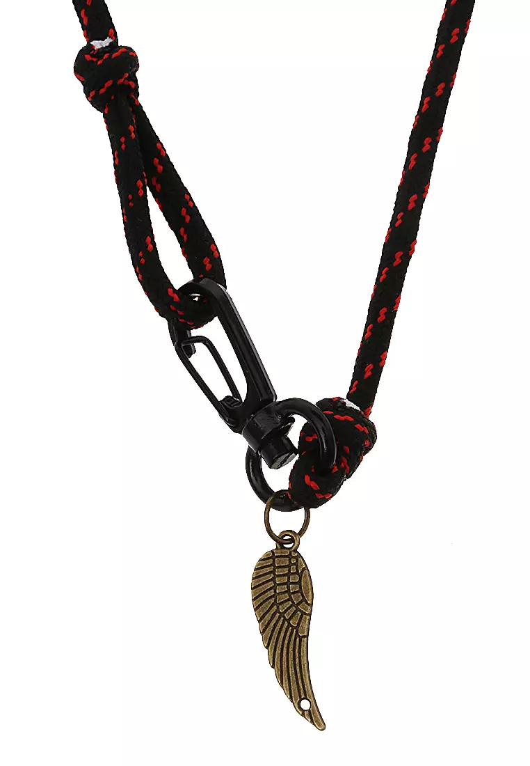 Omrish Bracelet Gelang Pria Motif Wings One Set Material Paracord ORIGINAL - Black Red