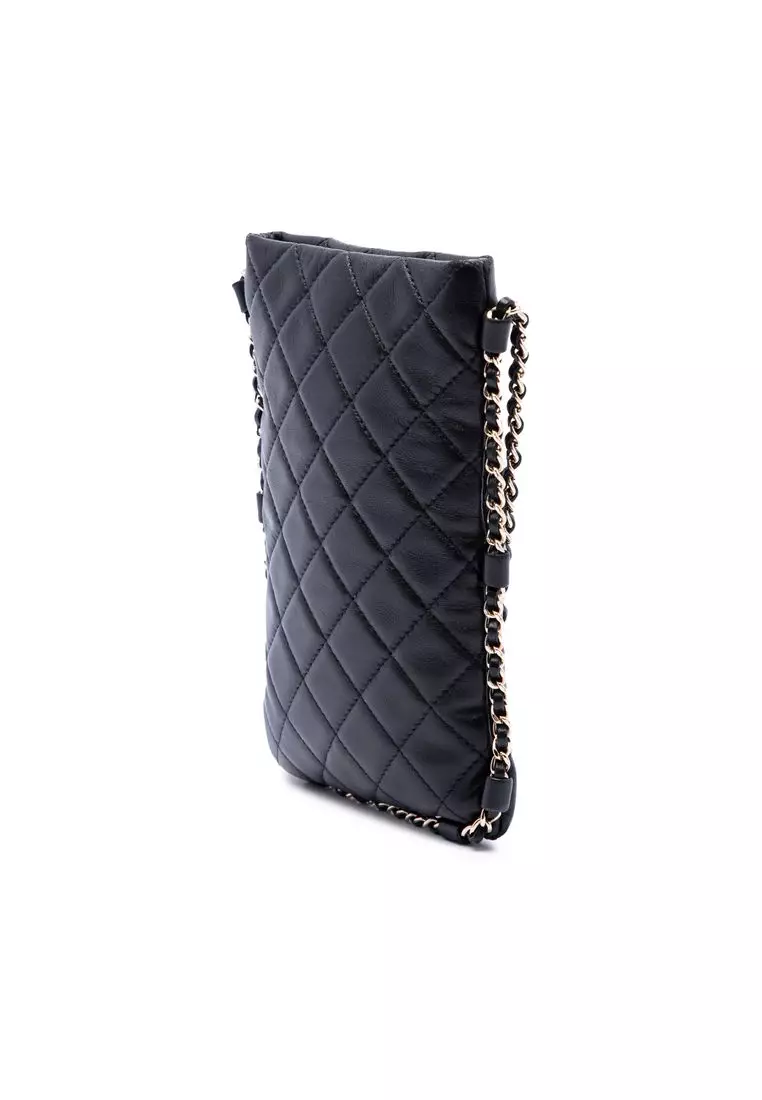 Pre-Loved Chanel Cc Quilted Lambskin Chain Around Phone Holder Crossbody
