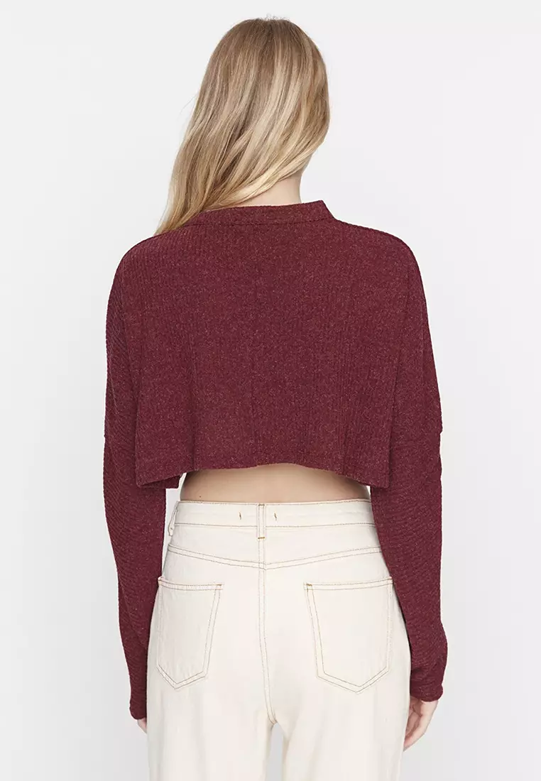 Maroon on sale cropped sweater