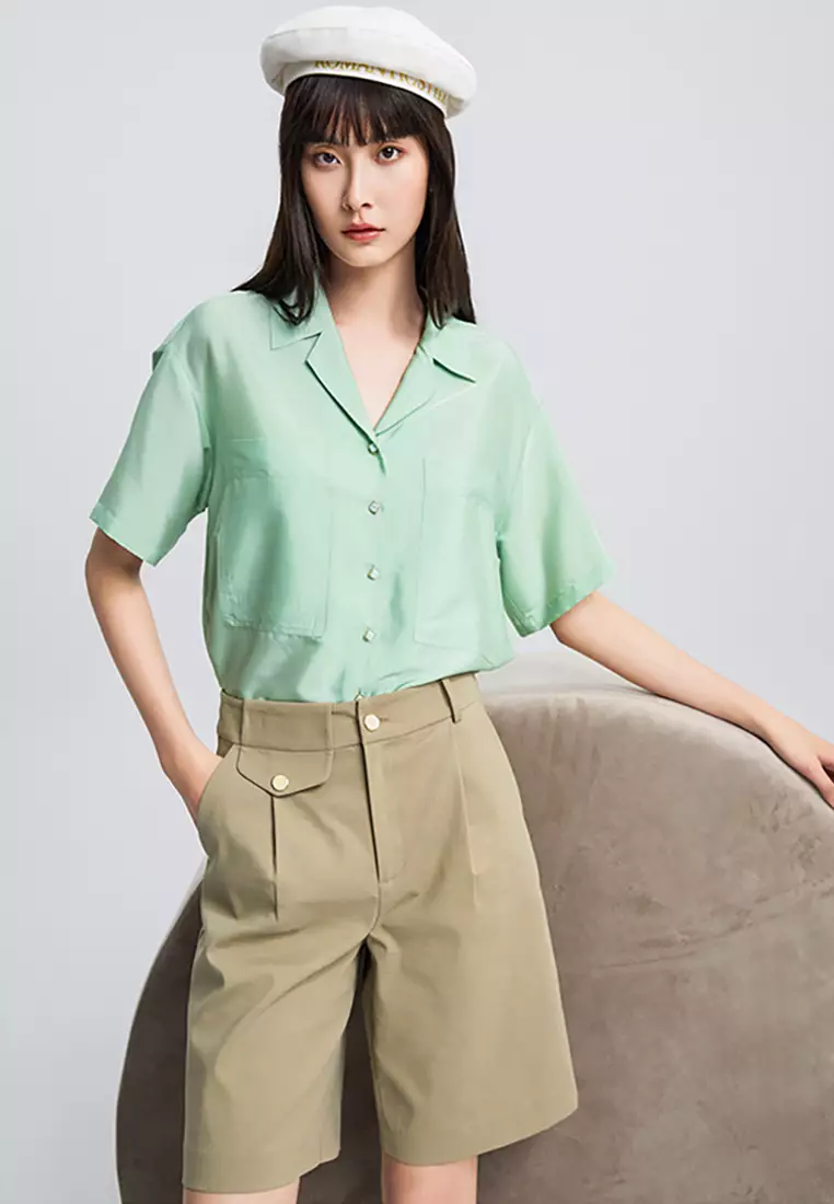Lapel Collar Relaxed Drop Shoulder Shirt