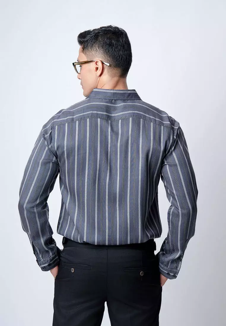 Virgo Stripe Shirt Grey LS
