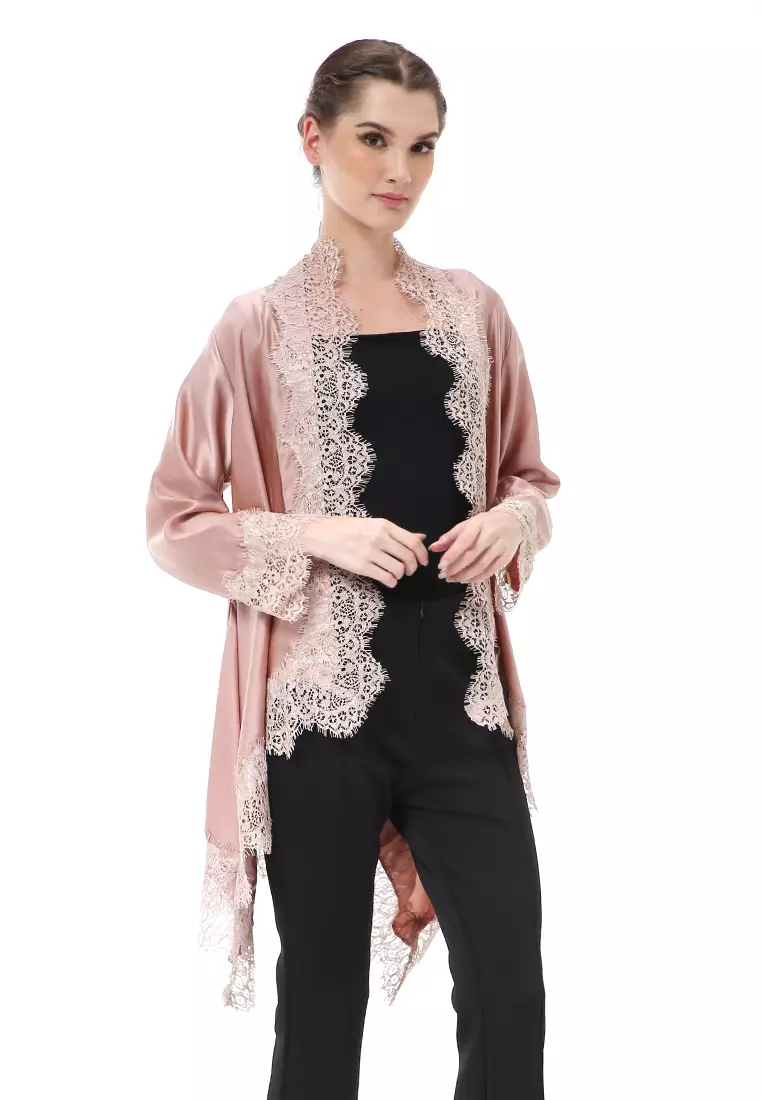 Reine Atasan Wanita Outer Kebaya Traditional Design Material Silk ORIGINAL - Mocca