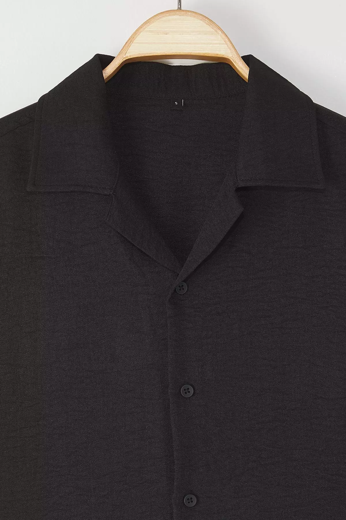 Black Regular Fit Linen Look Loose Loose Shirt TMNSS25GO00075