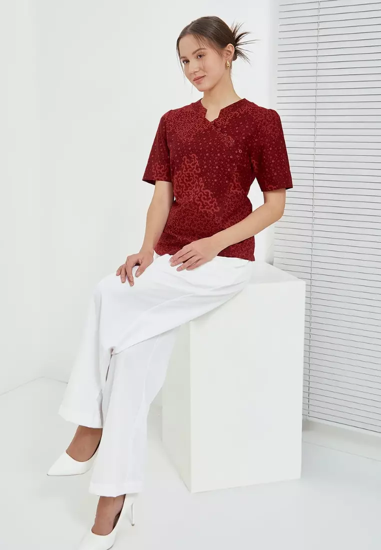 Nayara Blouse Batik Pamela Maroon