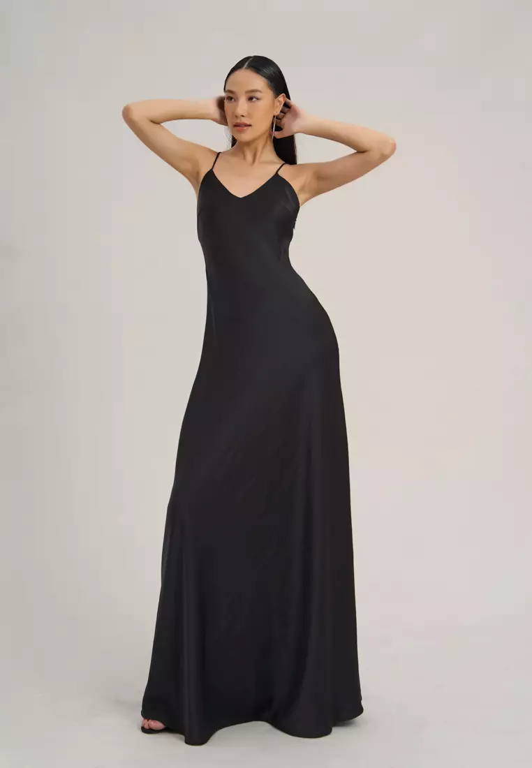 Buy F2 - Fashion and Freedom Solid Black Silk Maxi Dress 2026 Online |  ZALORA