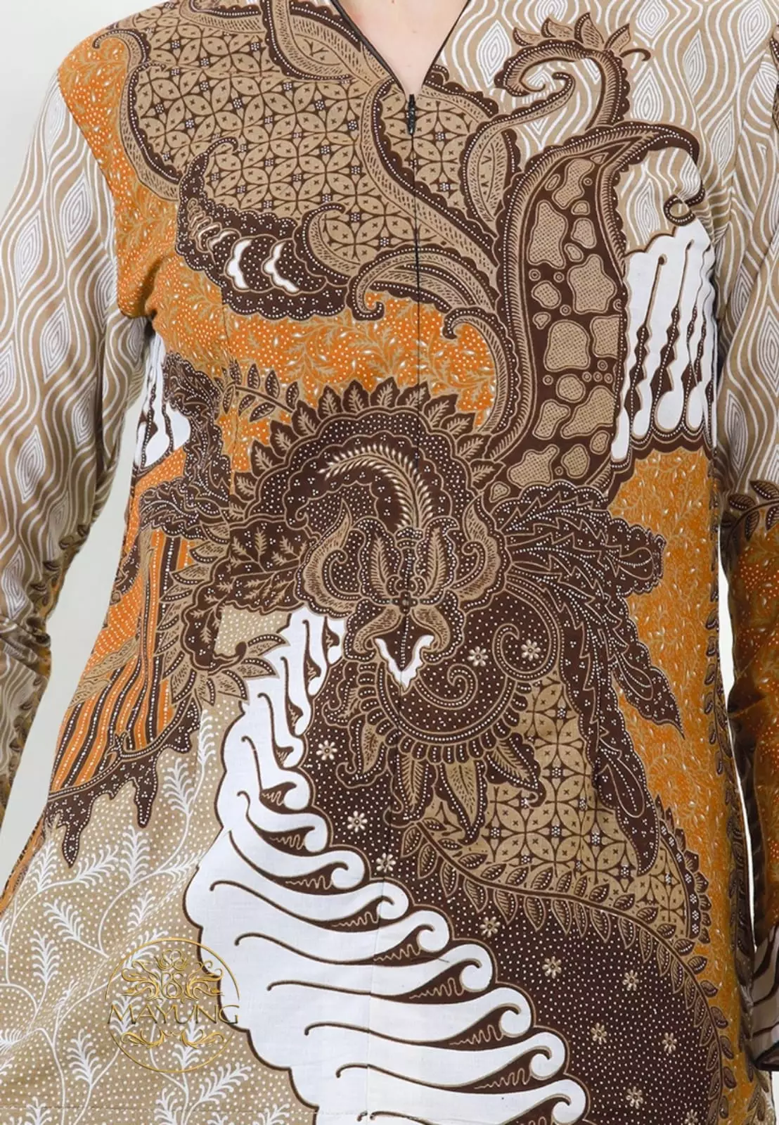 Blouse Batik Sakra Krem Premium Slimfit Modern