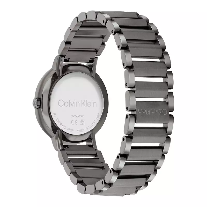 Jam Tangan Wanita Calvin Klein Open Link 25200088 Ladies Grey Dial Gunmetal Stainless Steel Strap