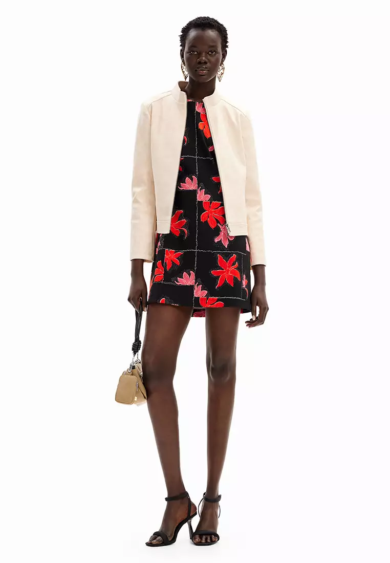 Desigual Woman Floral mini pinafore dress.