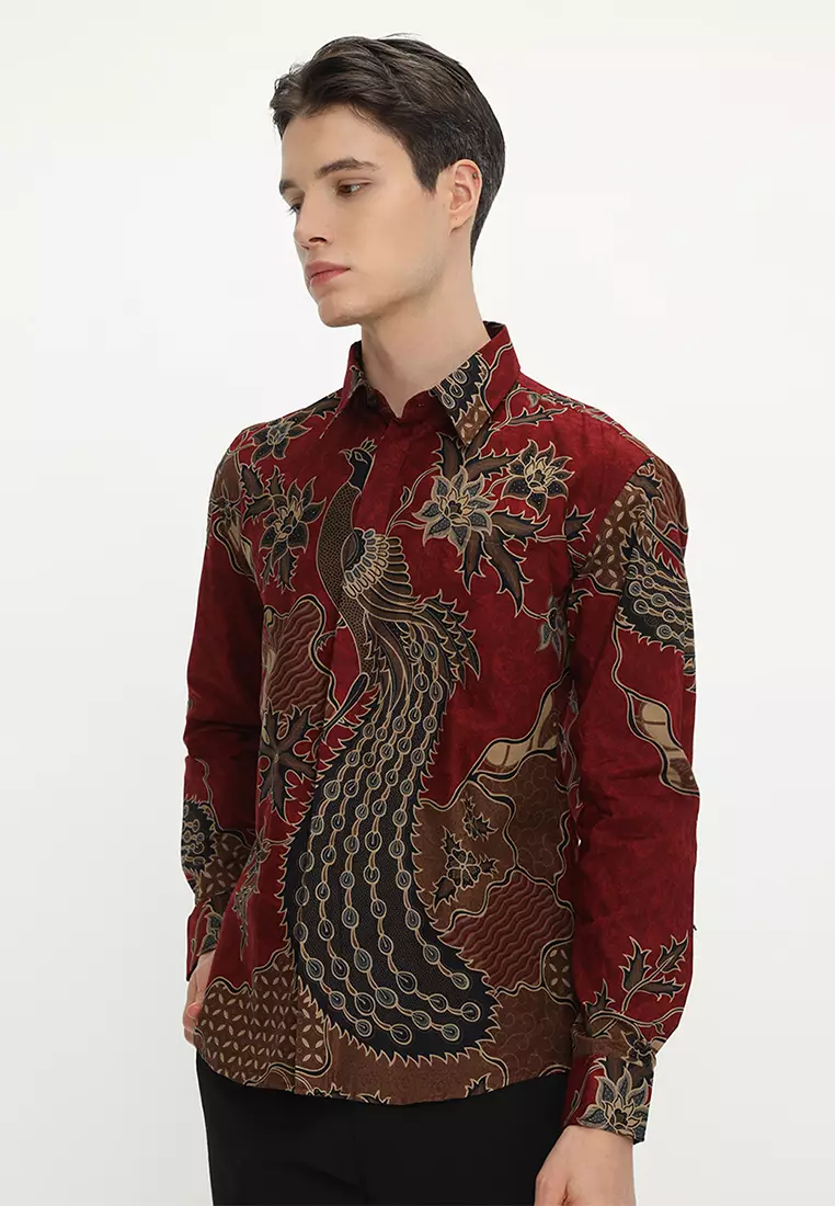 Kemeja Batik Pria Slimfit Rajasanagara - Maroon