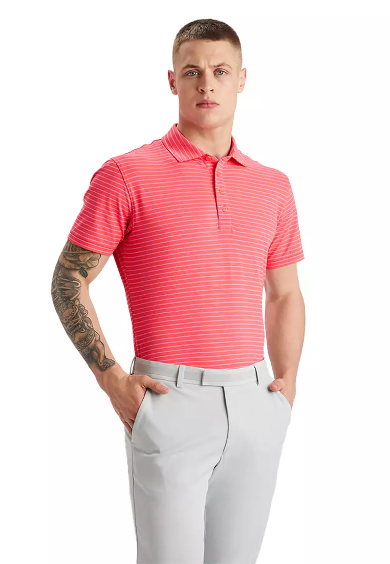 Buy G/FORE Men's Perforated Multi Stripe Tech Jersey Rib Collar Slim ...