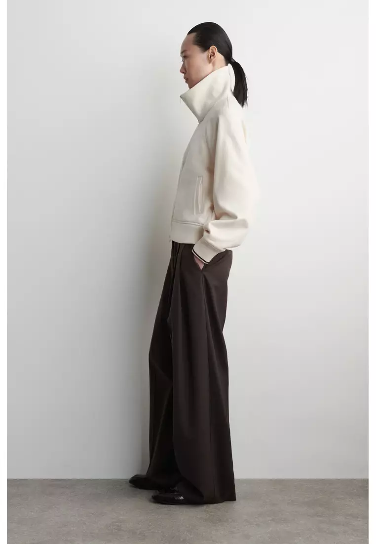 CONTRAST-TIPPED FUNNEL-NECK JACKET