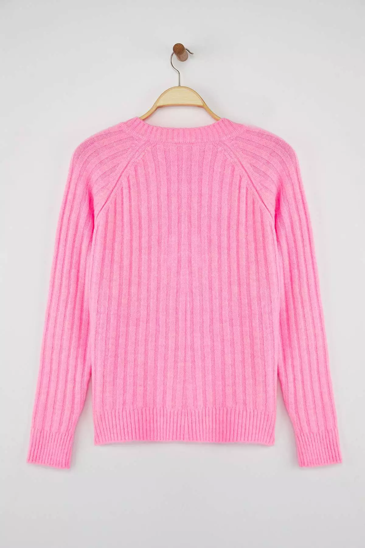 Wardrobe Essentials Pink Soft Textured Ribbed Knit Sweater