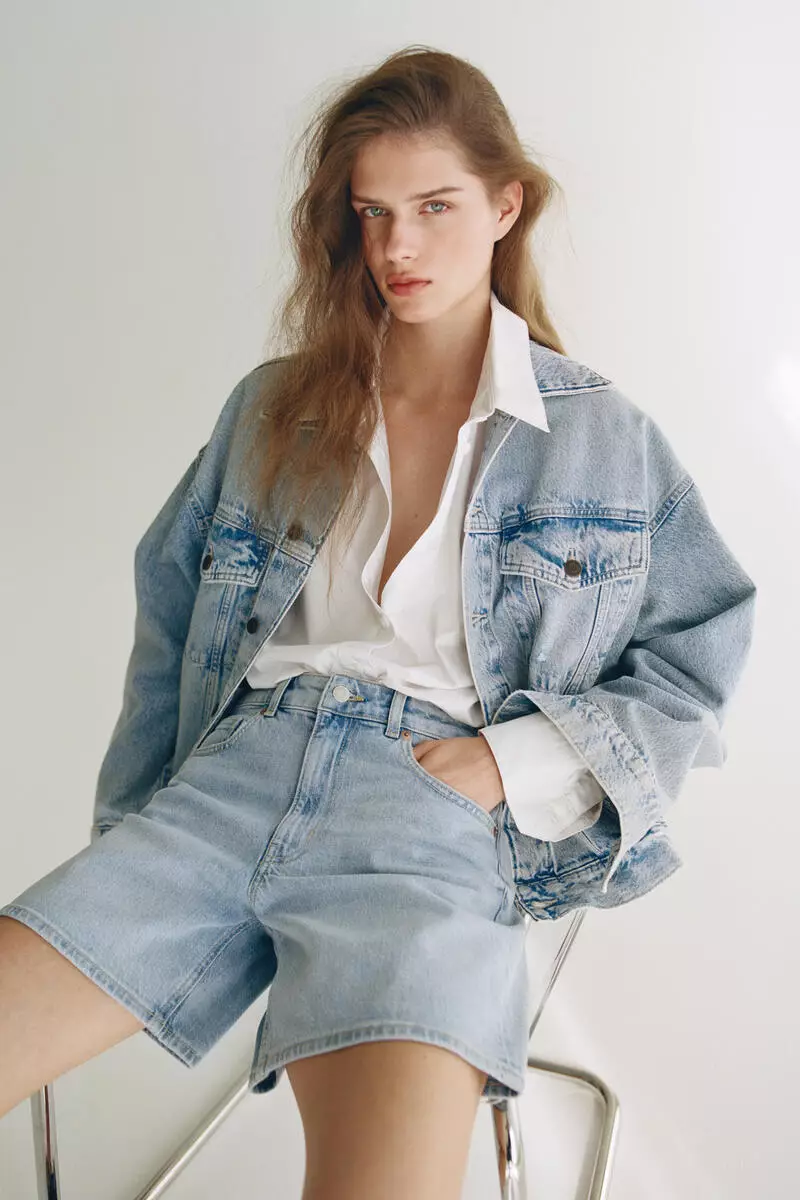 High-waisted denim shorts