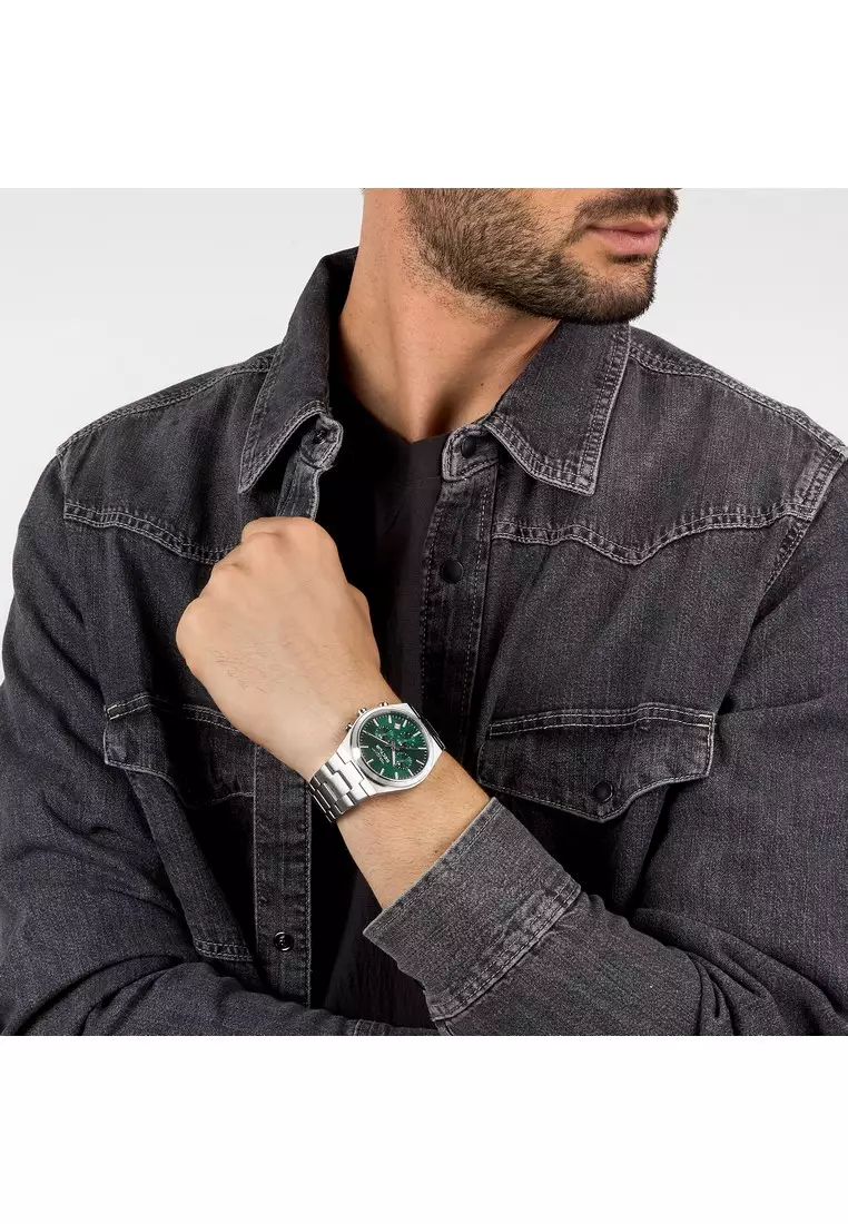 【2 Years Warranty】Sector C300 Green 42mm Men's Quartz Watch with Steel Strap R3273301002