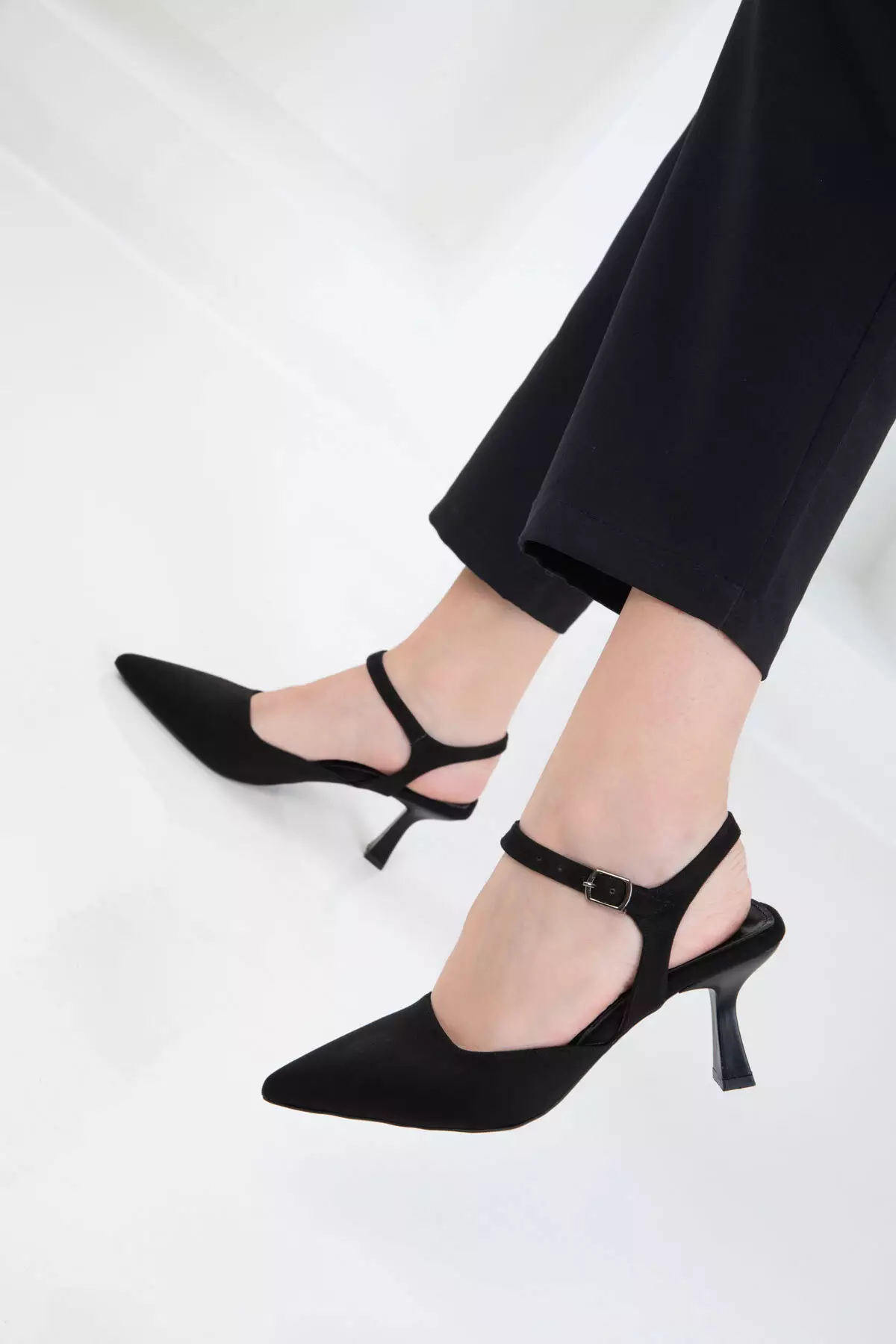 Black Suede Women's Classic Heeled Shoes 20644