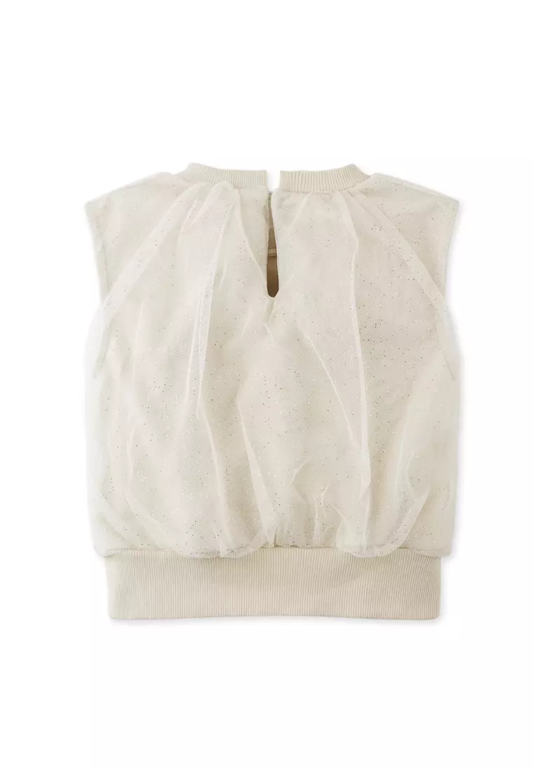 Lucia Terry Top Semolina With Tulle Overlay