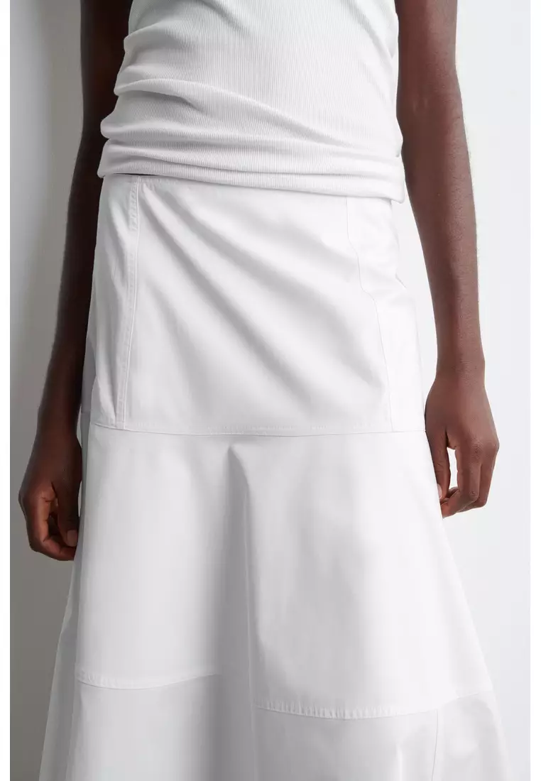 PANELLED COTTON MIDI SKIRT