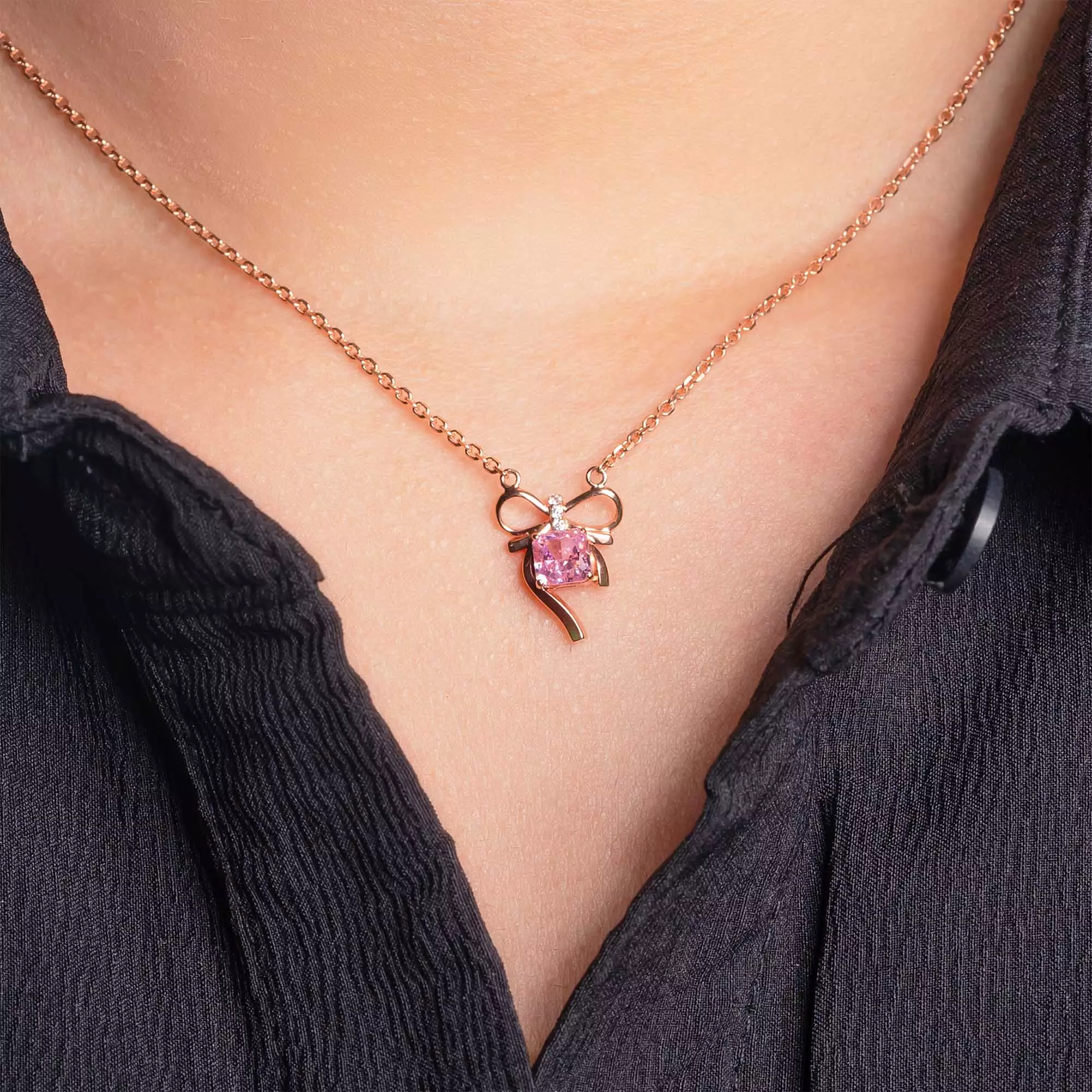 Kalung Serut Emas 7k - Coquette Gold Necklace - Pinky Crush Collection - Juene Jewelry