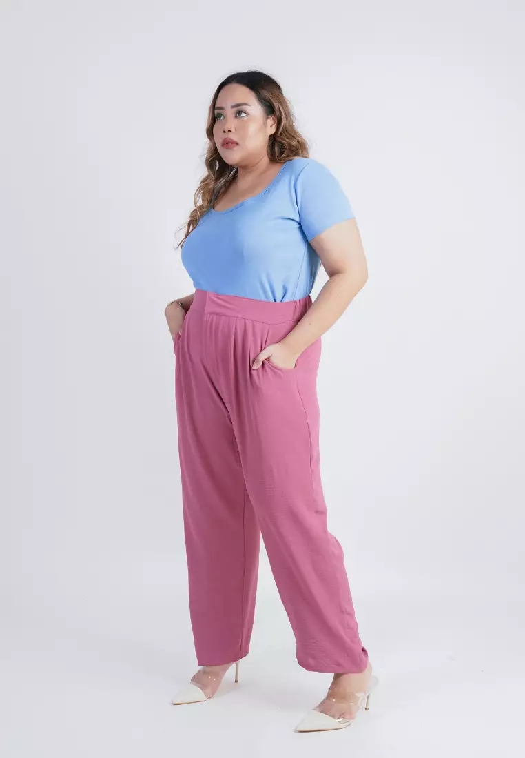 plus size min ji pants universal pink
