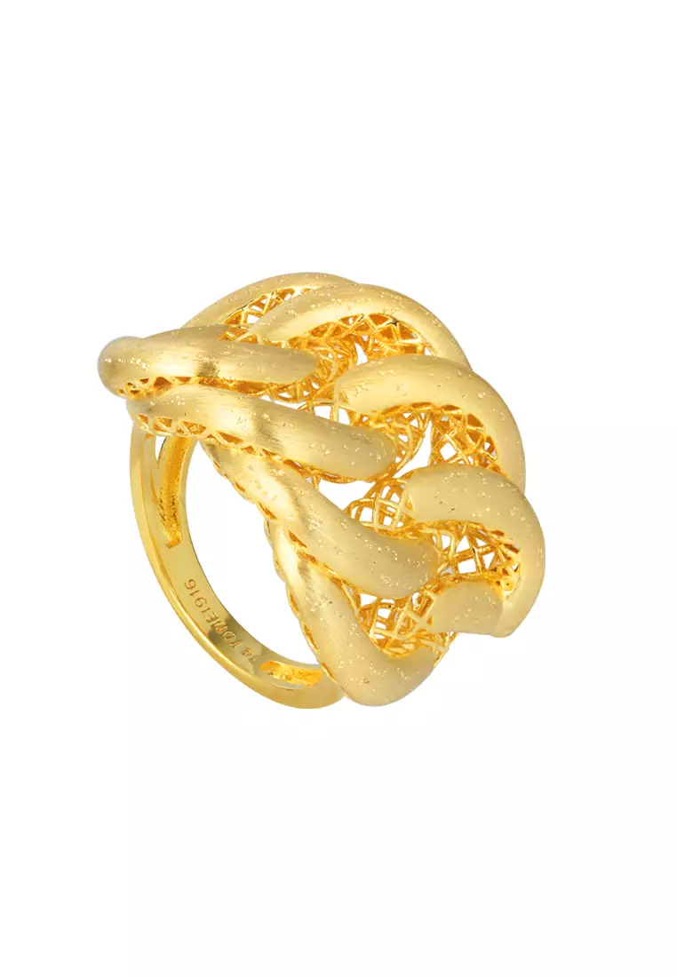 TOMEI Entwining Knot Ring, Yellow Gold 916