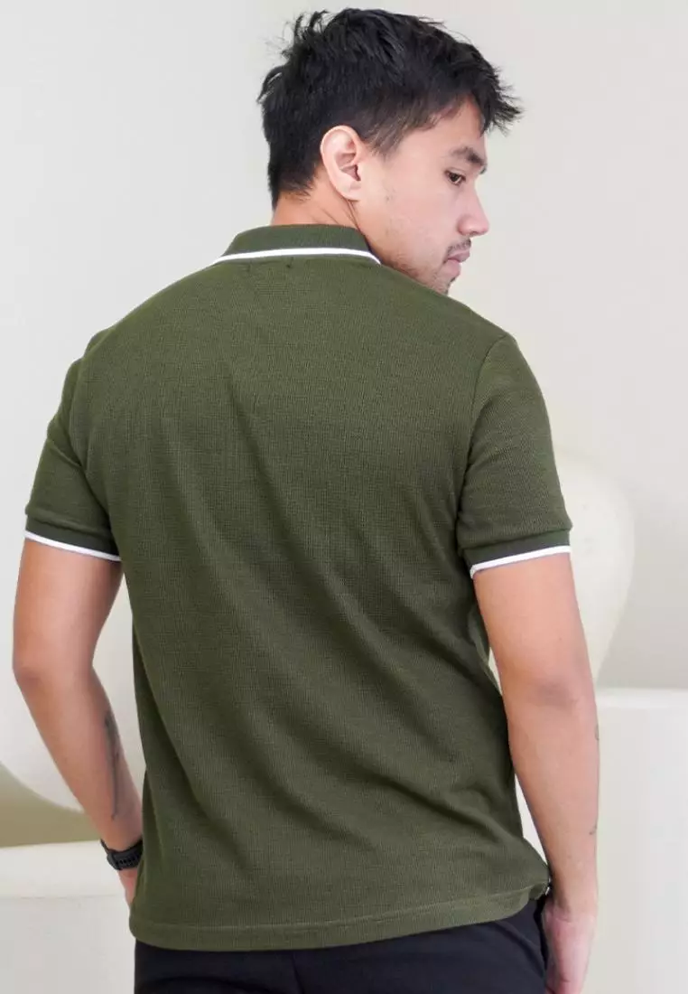 MATSUDA Kaos Polo Pria Waffel Kerah Otsuki