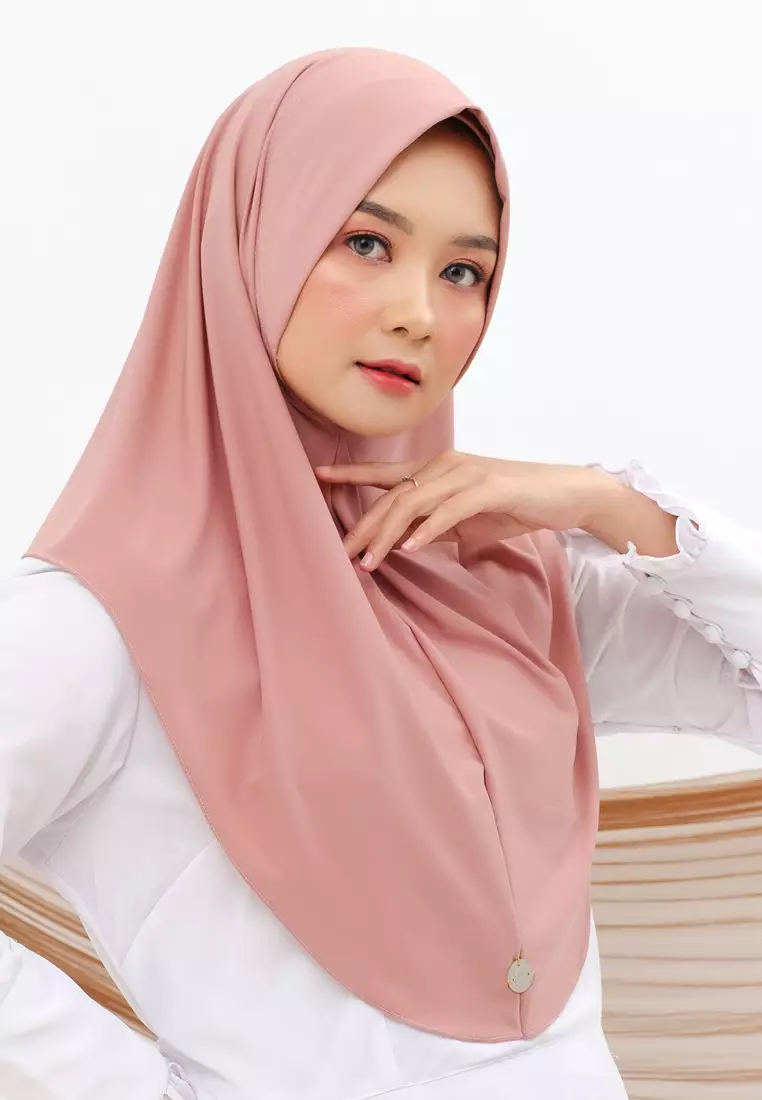 Hijab Jilbab Instan Bergo Super Jersey Cool Tech Wanita Dusty Pink
