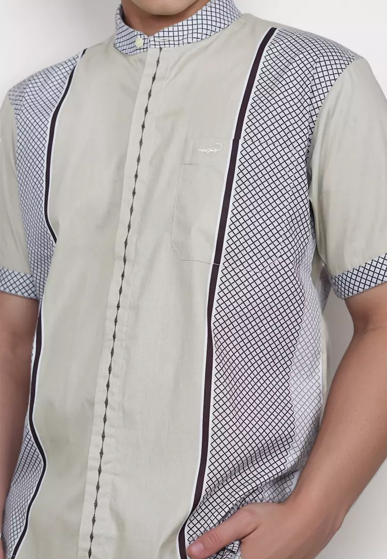 Crocodile KOKO Katun | Lengan Pendek Corak Kontemporer Kemeja | Relax Fit 1171