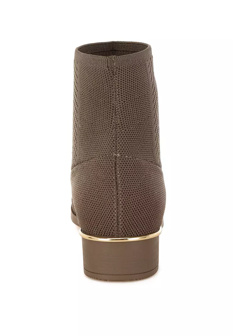 Knitted Sock Boots in Taupe