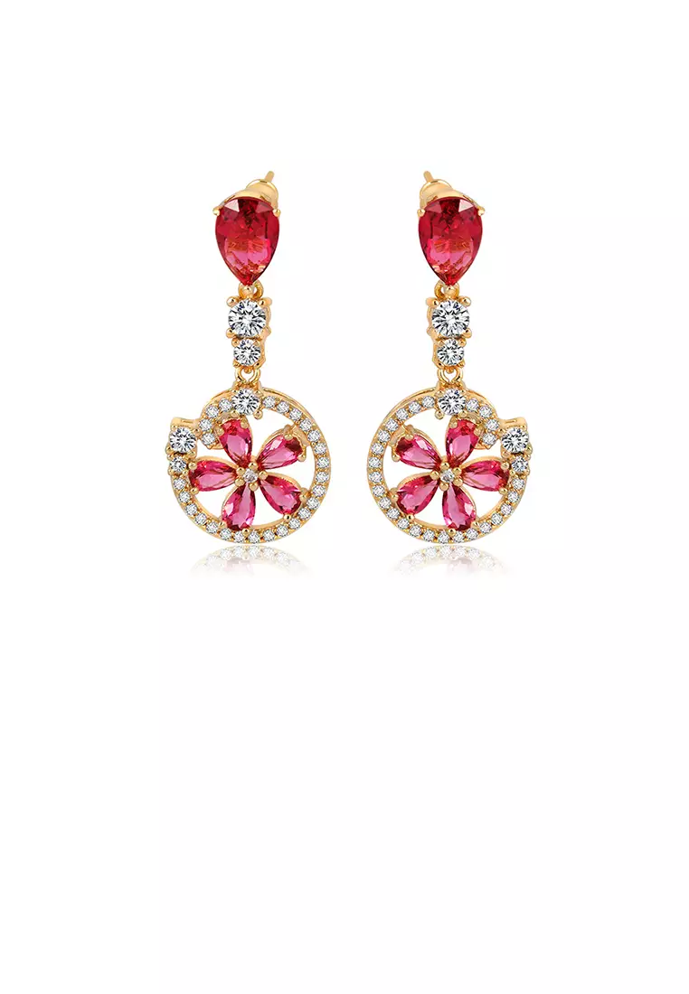 Buy Glamorousky Fashion and Elegant Plated Gold Round Flower