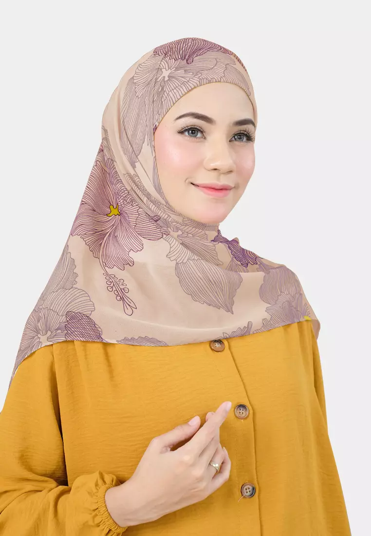 Cotton Bee - Hiraya Printed Instan | Hijab Segiempat Inner - Lavender Fog