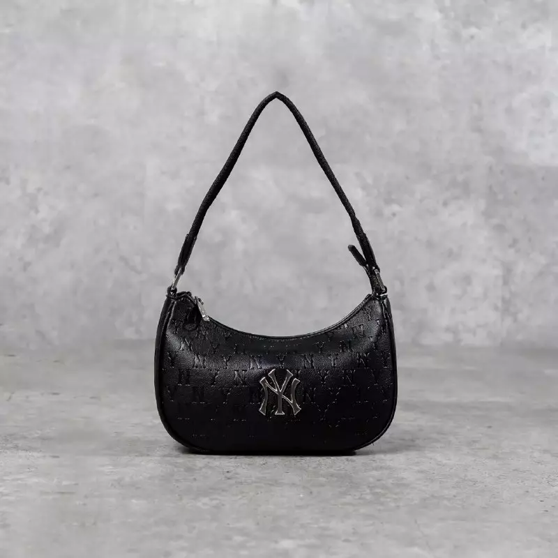 Tas MLB NY SILVER BLACK LEATHER HOBO BAG 100% ORIGINAL