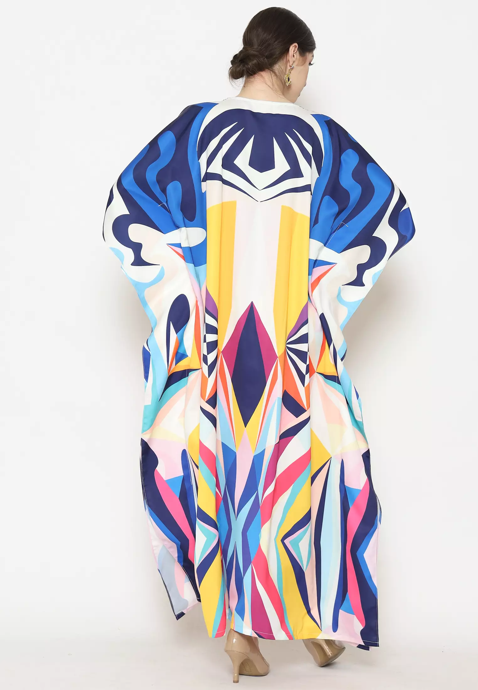 Kanzi Exclusive Short Sleeve Abstrac Kaftan
