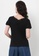 NE Double S black NE Double S V Neckline, Back Neckline Trim with Lace Short sleeve with Twist Knotted Tee E4D3CAA0AFF910GS_3