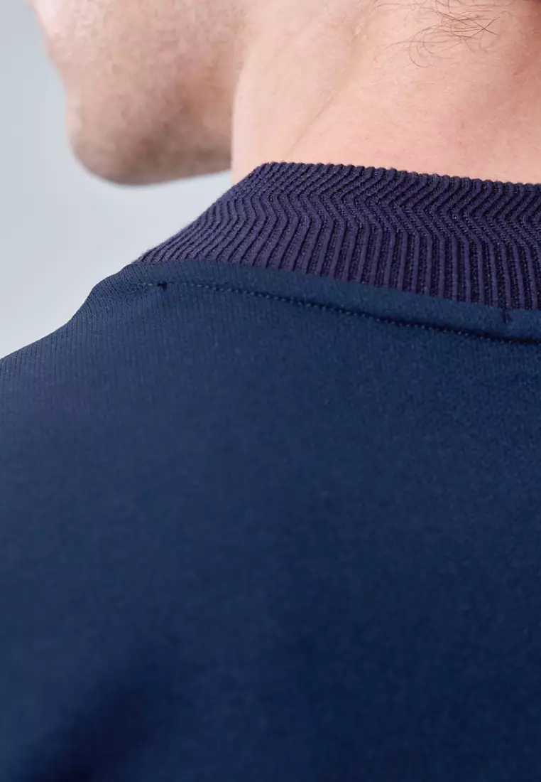 藏青冰感厚磅半高領T-shirt