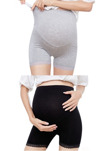 9months Maternity black and grey Assorted 2 pieces Maternity Belly Support Shorts 11AEAUS1F36CF2GS_1