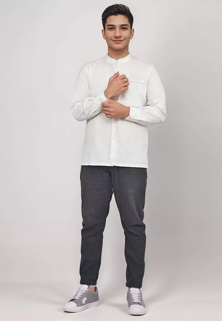 Crocodile KOKO Katun | Lengan Panjang Men Shirt Kemeja Corak kontemporer | Relax Fit 1155