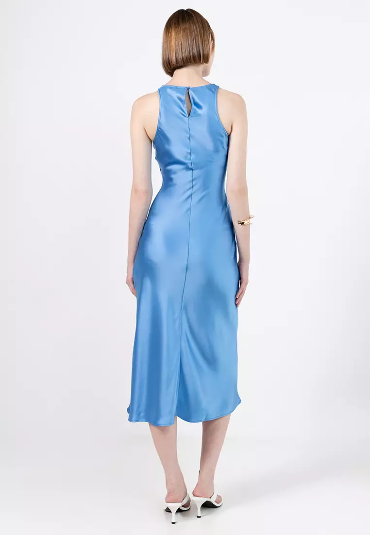 Sleeveless Satin Midi Dress