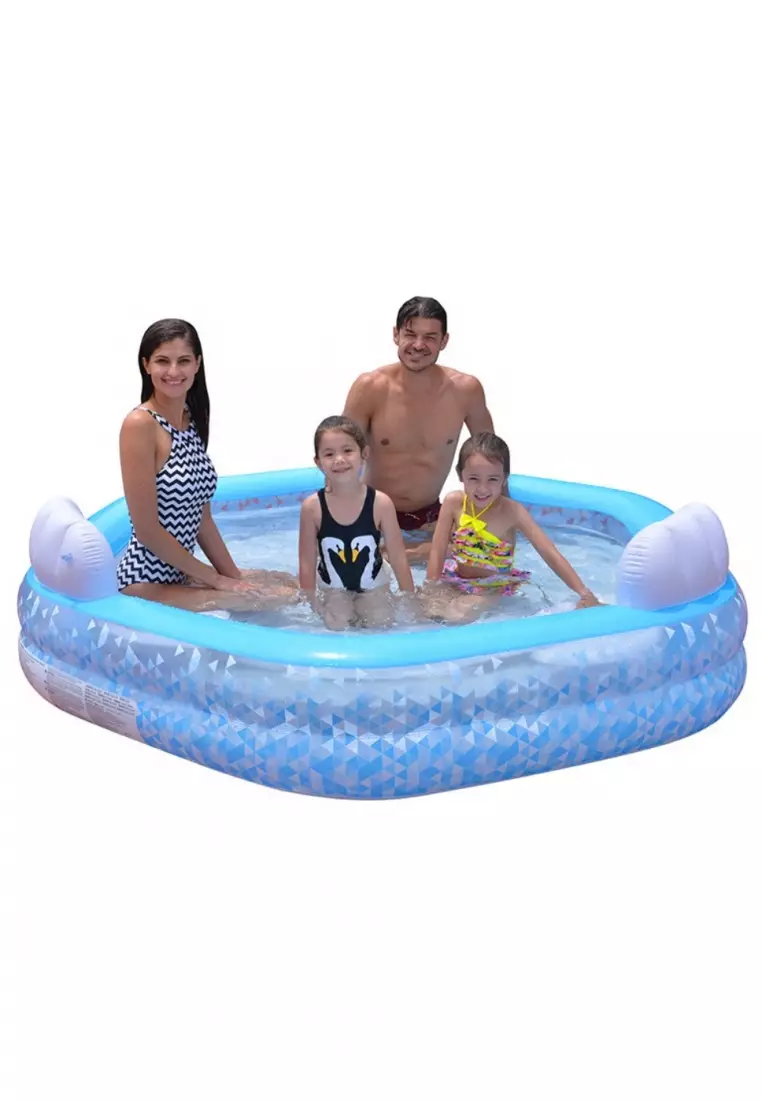 Jilong Giant Hexagon Family Swimming Inflatable Pool 87.5 x 83 x 22.5 inches